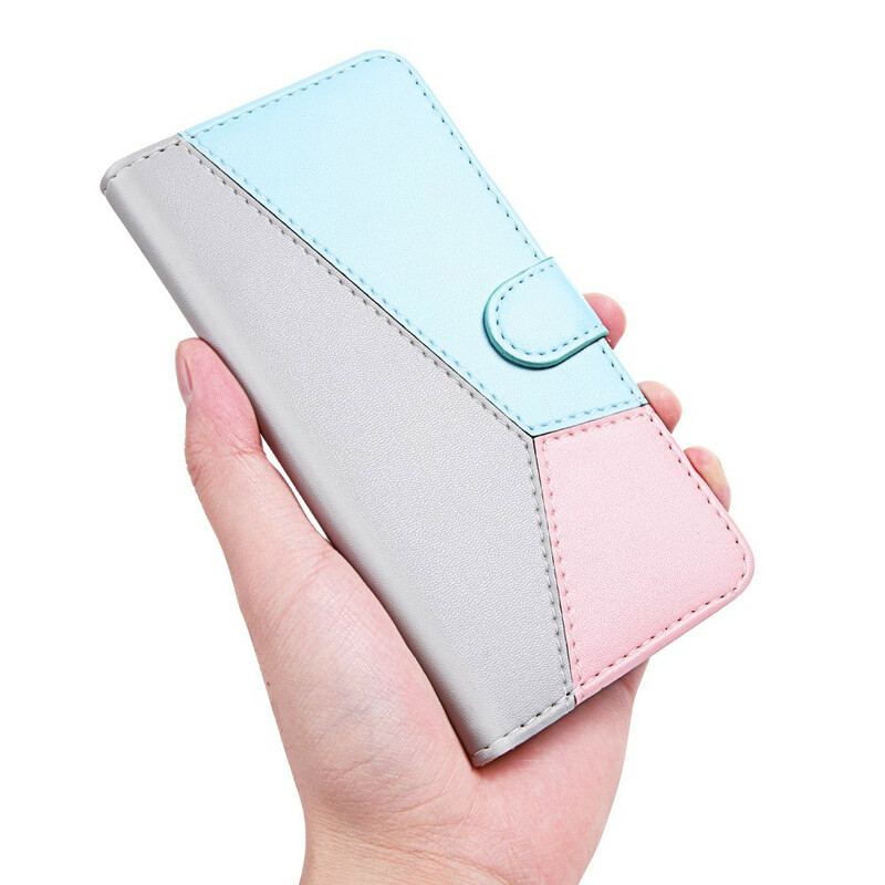 Capa Em Pele Para Xiaomi Redmi Note 10 / 10S Efeito Couro Tricolor