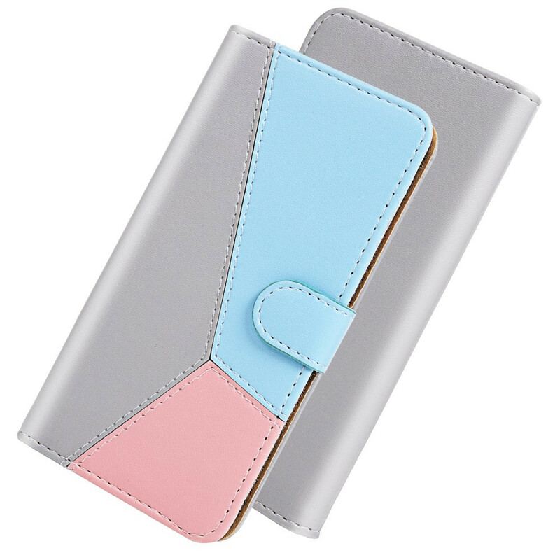 Capa Em Pele Para Xiaomi Redmi Note 10 / 10S Efeito Couro Tricolor