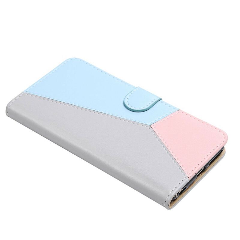 Capa Em Pele Para Xiaomi Redmi Note 10 / 10S Efeito Couro Tricolor