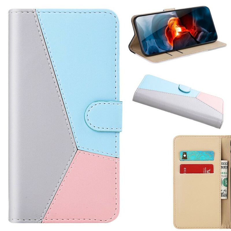 Capa Em Pele Para Xiaomi Redmi Note 10 / 10S Efeito Couro Tricolor