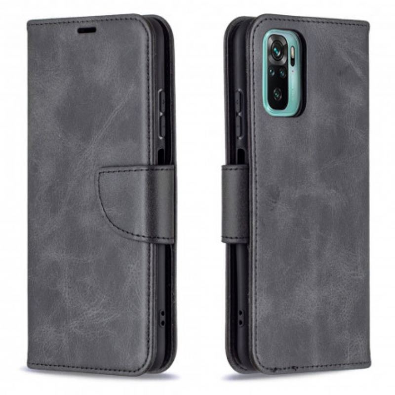 Capa Em Pele Para Xiaomi Redmi Note 10 / 10S Flip Retalho Liso Oblíquo