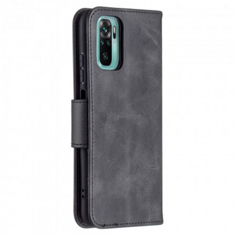 Capa Em Pele Para Xiaomi Redmi Note 10 / 10S Flip Retalho Liso Oblíquo