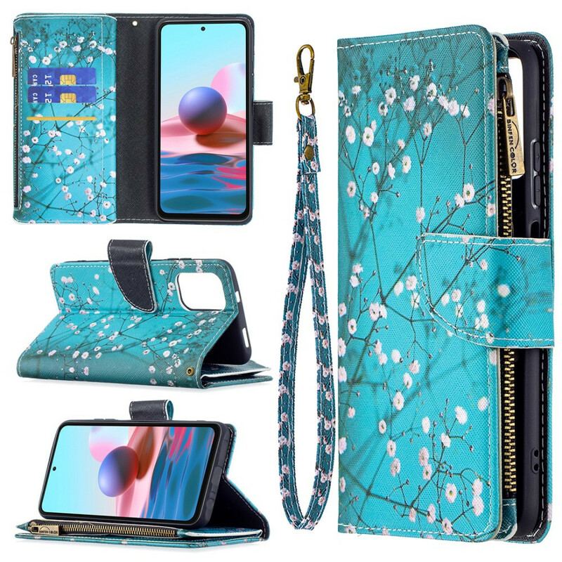 Capa Flip Para Xiaomi Redmi Note 10 / 10S Bolso De Árvore Com Zíper