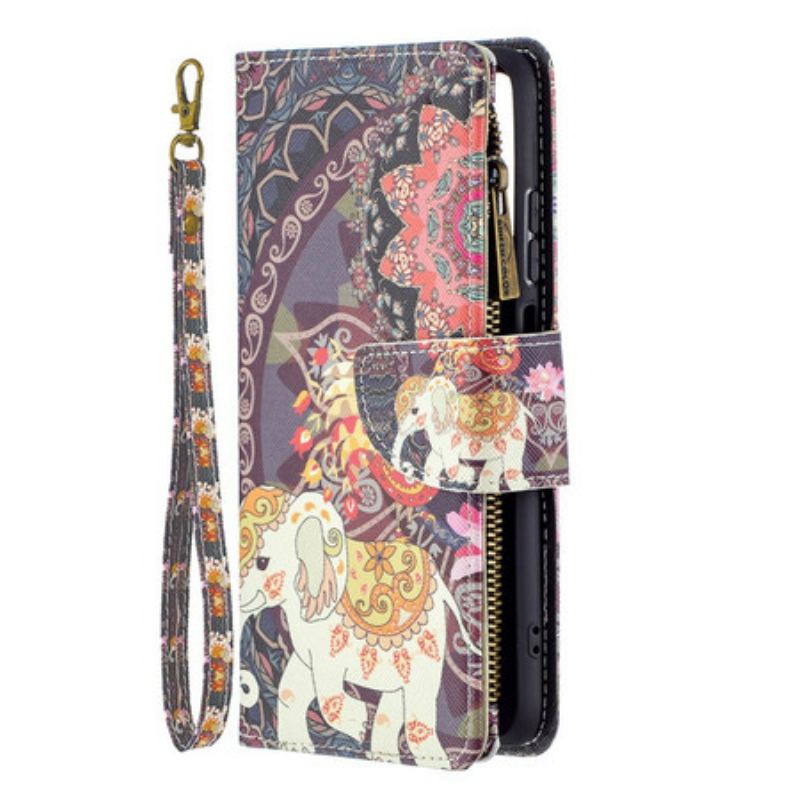 Capa Flip Para Xiaomi Redmi Note 10 / 10S Bolso Elefante Com Zíper