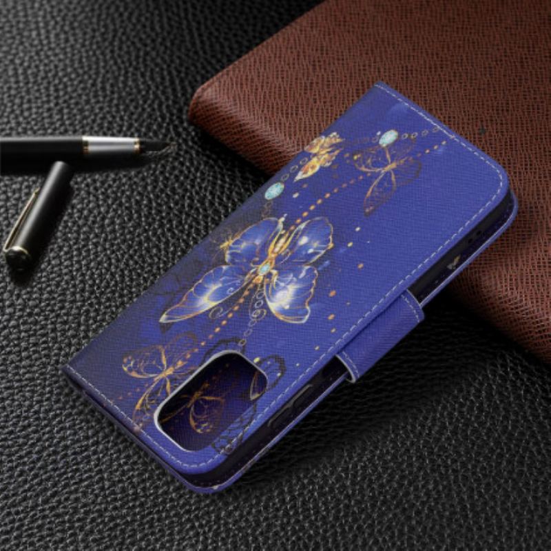 Capa Flip Para Xiaomi Redmi Note 10 / 10S Borboletas Douradas