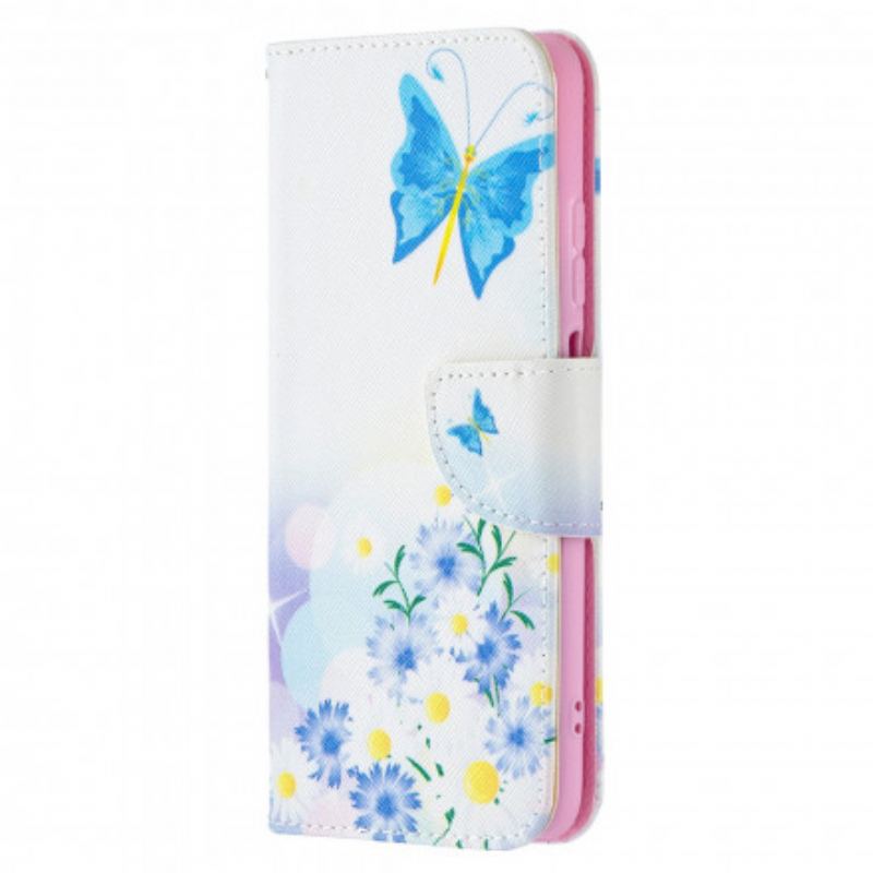 Capa Flip Para Xiaomi Redmi Note 10 / 10S Borboletas E Flores Pintadas