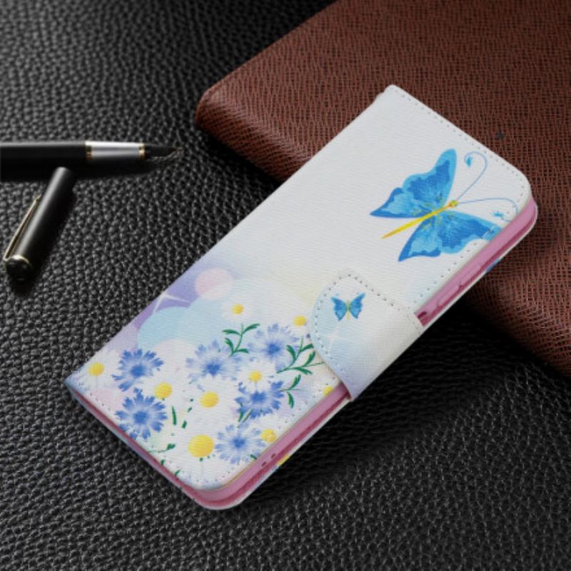 Capa Flip Para Xiaomi Redmi Note 10 / 10S Borboletas E Flores Pintadas