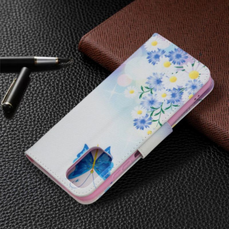 Capa Flip Para Xiaomi Redmi Note 10 / 10S Borboletas E Flores Pintadas