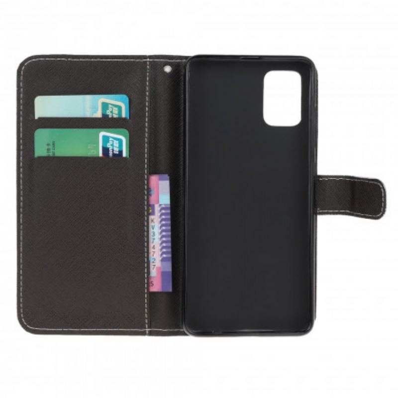 Capa Flip Para Xiaomi Redmi Note 10 / 10S De Cordão Espaço Panda Com Lanyard