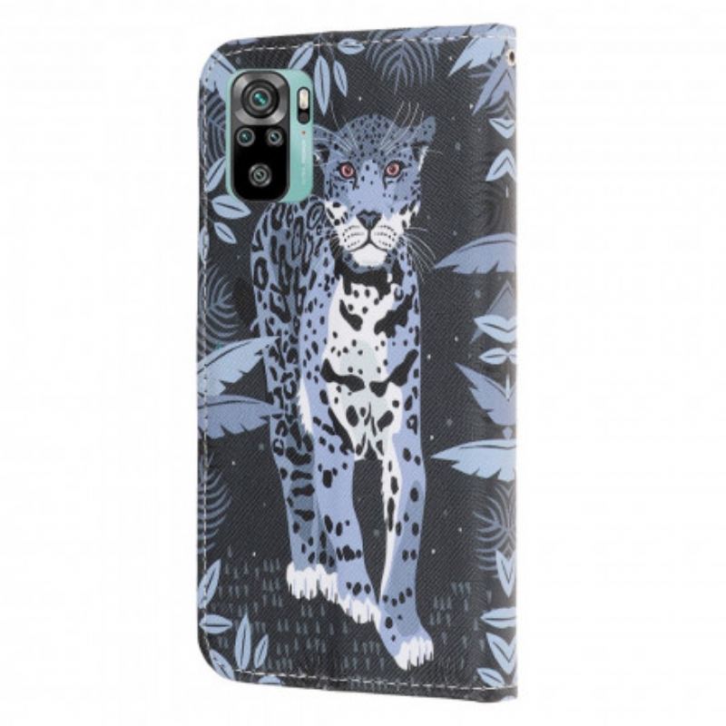 Capa Flip Para Xiaomi Redmi Note 10 / 10S De Cordão Leopardo Strappy