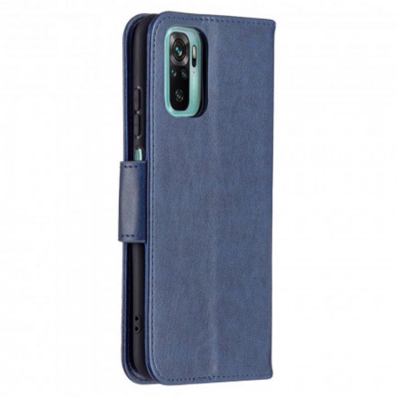 Capa Flip Para Xiaomi Redmi Note 10 / 10S De Cordão Strappy Estampado Borboletas