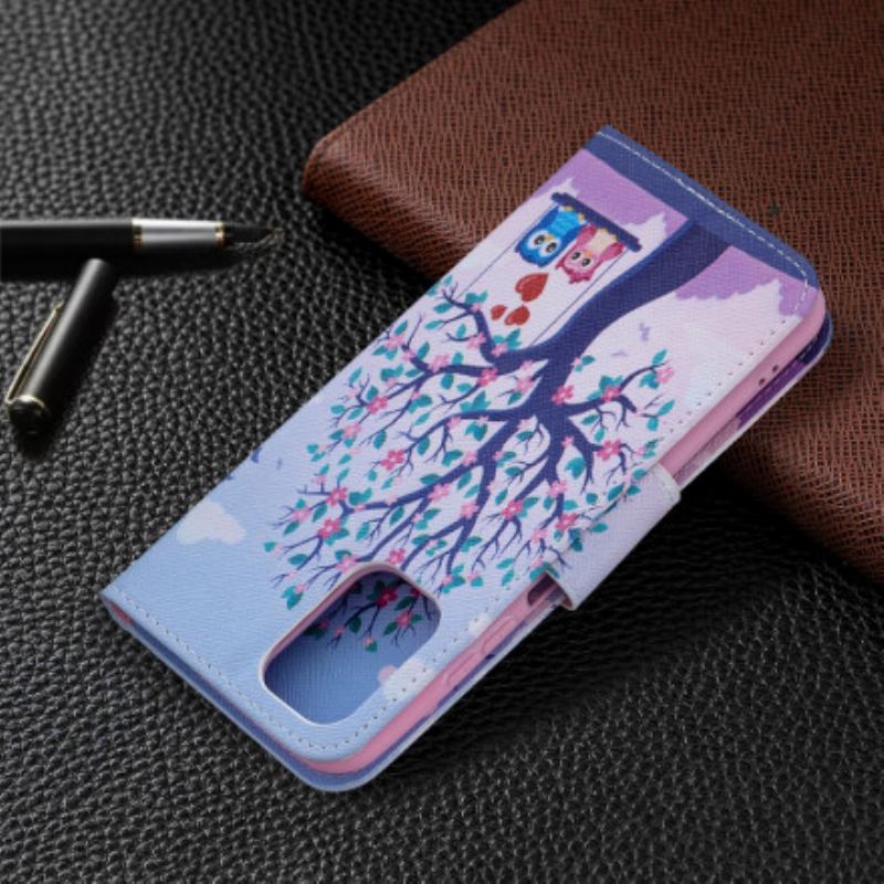 Capa Flip Para Xiaomi Redmi Note 10 / 10S Corujas No Balanço