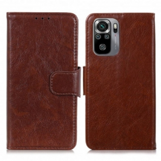 Capa Flip Para Xiaomi Redmi Note 10 / 10S Couro Napa Rachado