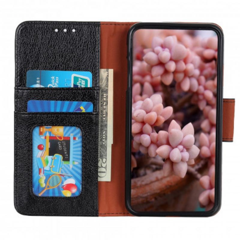 Capa Flip Para Xiaomi Redmi Note 10 / 10S Couro Napa Rachado