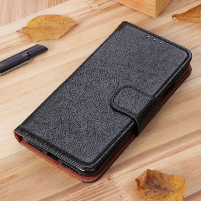 Capa Flip Para Xiaomi Redmi Note 10 / 10S Couro Napa Rachado