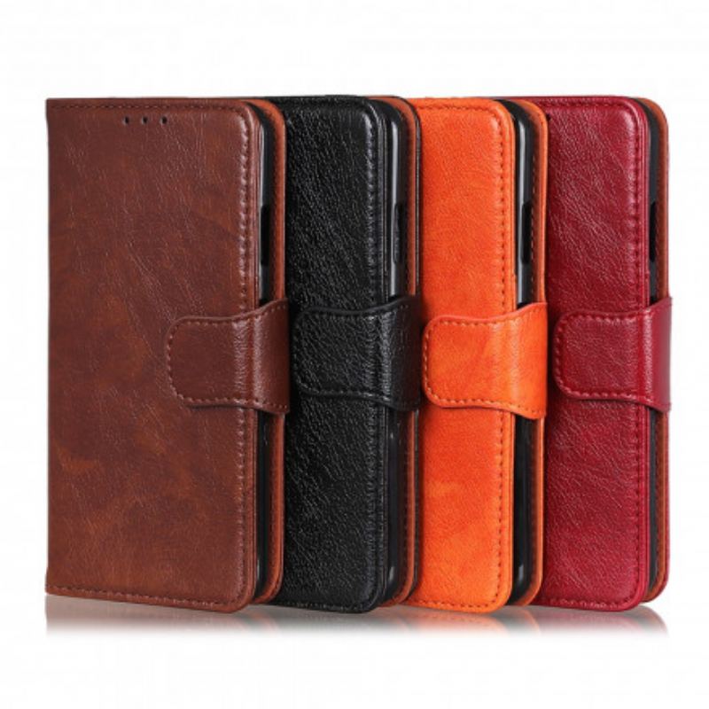 Capa Flip Para Xiaomi Redmi Note 10 / 10S Couro Napa Rachado