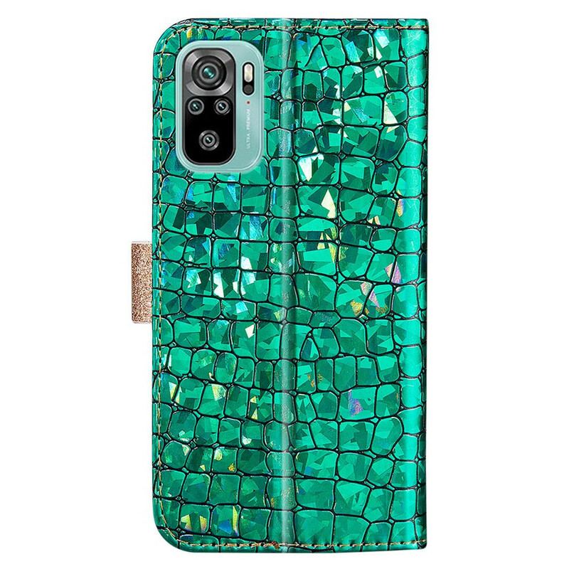 Capa Flip Para Xiaomi Redmi Note 10 / 10S Diamantes De Crocodilo