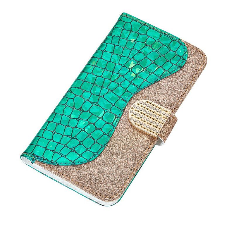 Capa Flip Para Xiaomi Redmi Note 10 / 10S Diamantes De Crocodilo