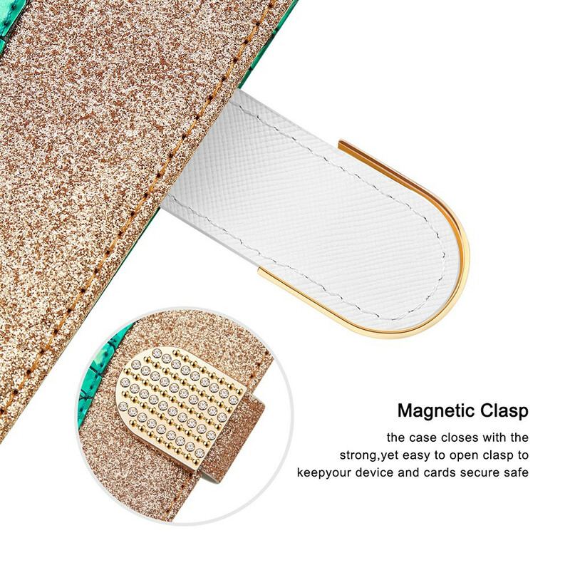 Capa Flip Para Xiaomi Redmi Note 10 / 10S Diamantes De Crocodilo