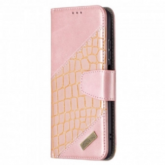 Capa Flip Para Xiaomi Redmi Note 10 / 10S Efeito Clássico De Pele De Crocodilo