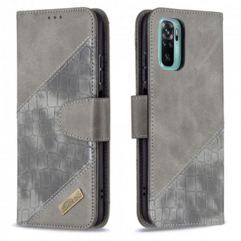 Capa Flip Para Xiaomi Redmi Note 10 / 10S Efeito Clássico De Pele De Crocodilo