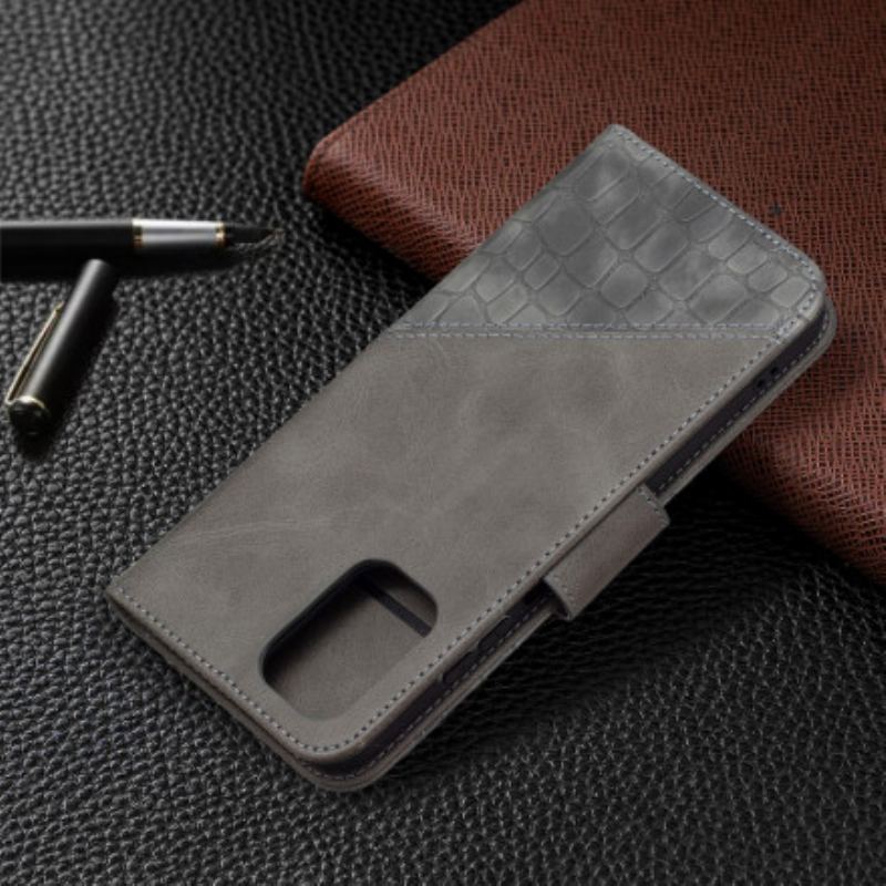 Capa Flip Para Xiaomi Redmi Note 10 / 10S Efeito Clássico De Pele De Crocodilo