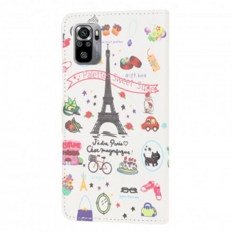 Capa Flip Para Xiaomi Redmi Note 10 / 10S Eu Amo Paris