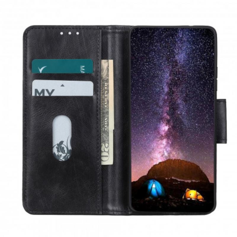 Capa Flip Para Xiaomi Redmi Note 10 / 10S Fecho Reversível Efeito Couro