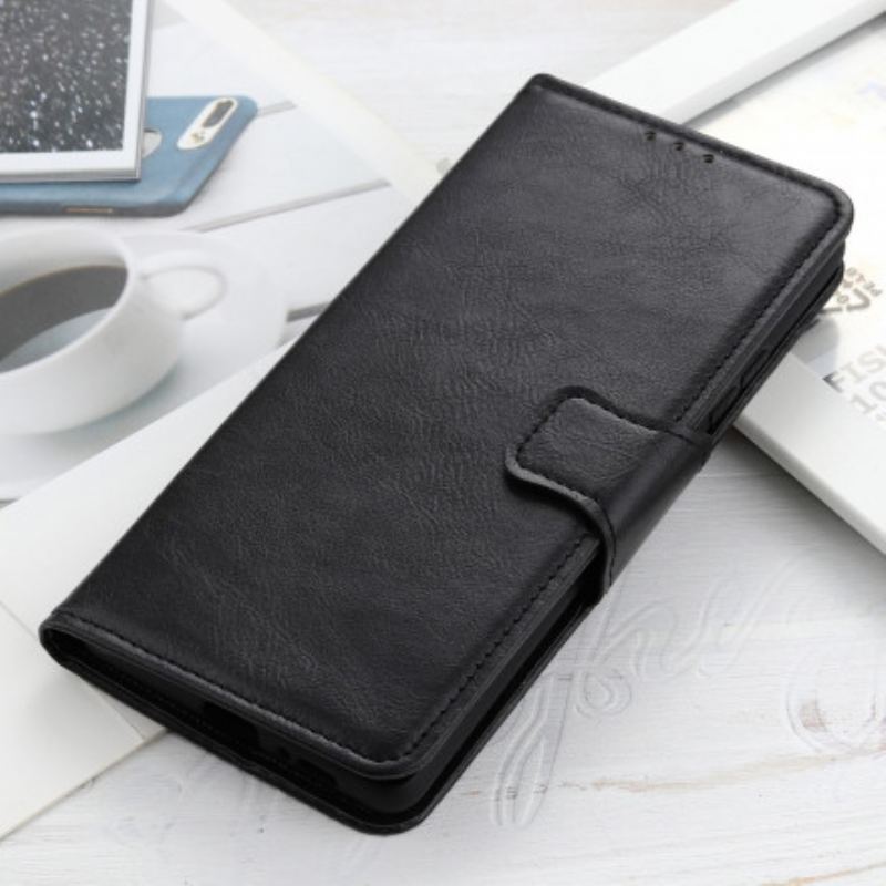 Capa Flip Para Xiaomi Redmi Note 10 / 10S Fecho Reversível Efeito Couro