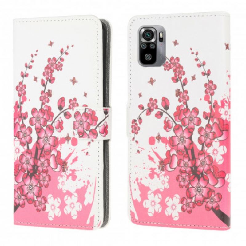 Capa Flip Para Xiaomi Redmi Note 10 / 10S Flores Tropicais