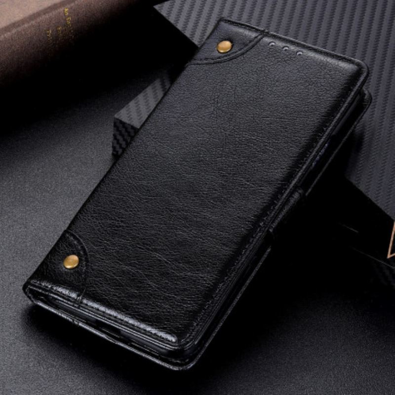 Capa Flip Para Xiaomi Redmi Note 10 / 10S Rebites Vintage Estilo Couro Napa