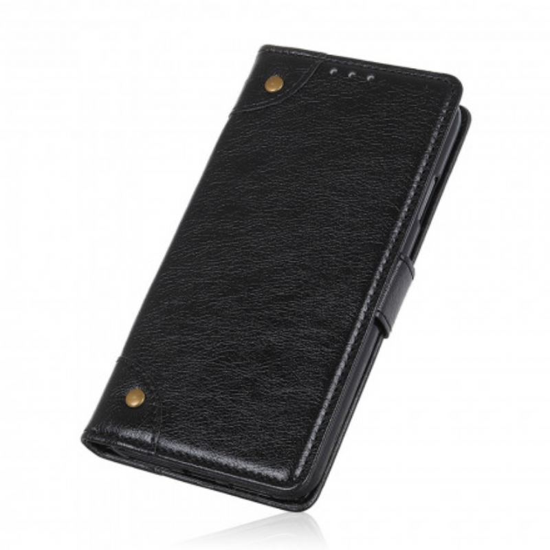 Capa Flip Para Xiaomi Redmi Note 10 / 10S Rebites Vintage Estilo Couro Napa