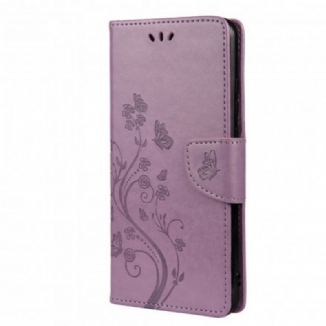 Capa Folio Para Xiaomi Redmi Note 10 / 10S Borboletas E Flores Asiáticas