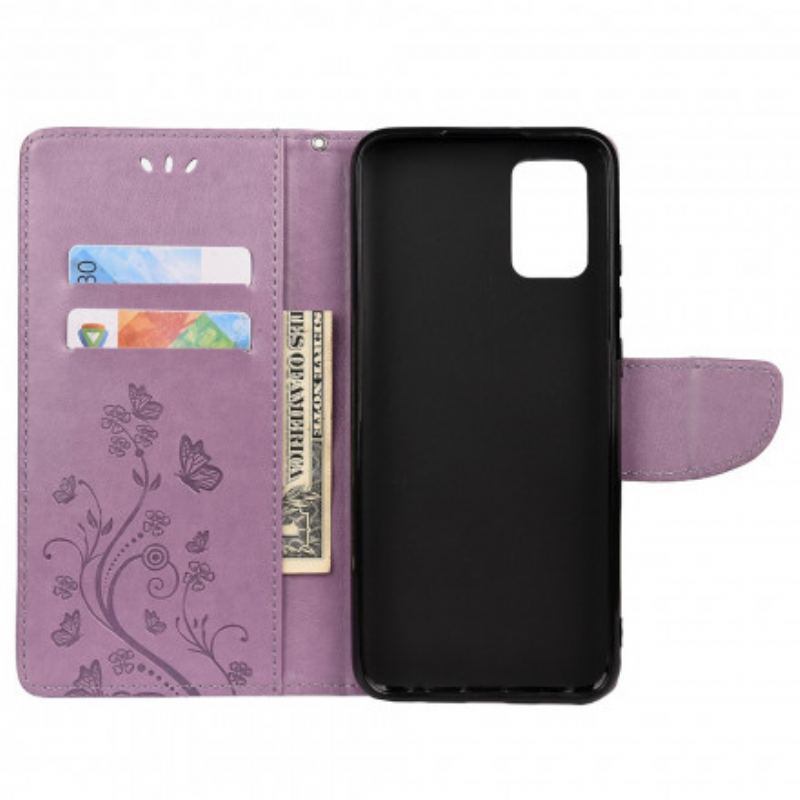 Capa Folio Para Xiaomi Redmi Note 10 / 10S Borboletas E Flores Asiáticas