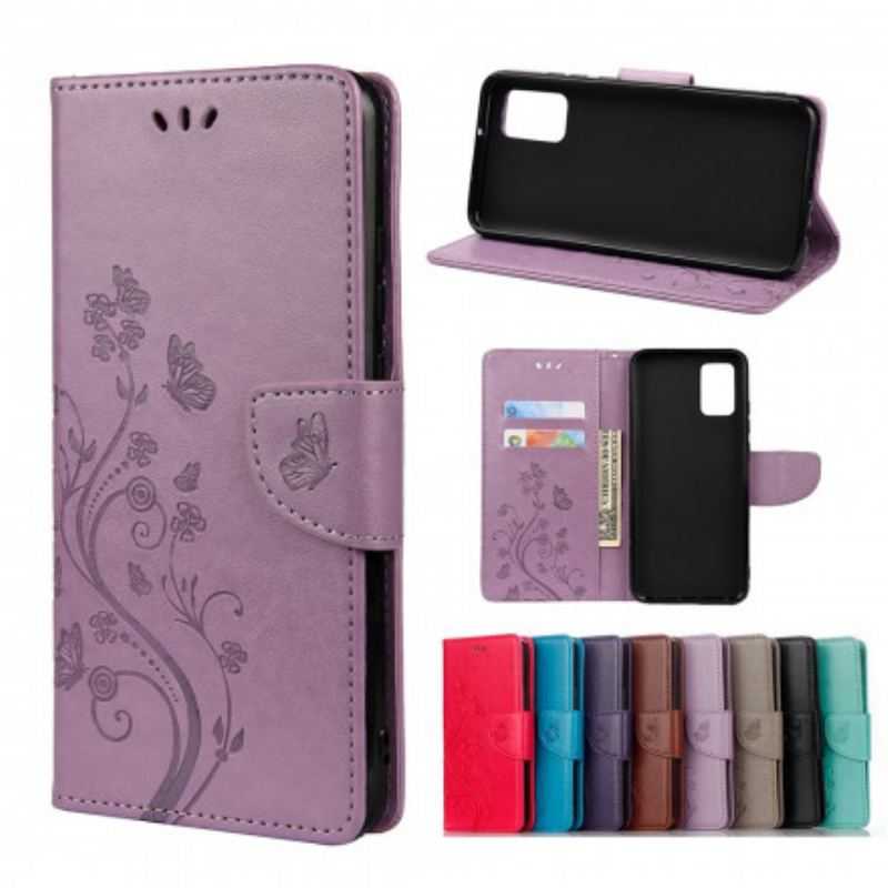 Capa Folio Para Xiaomi Redmi Note 10 / 10S Borboletas E Flores Asiáticas