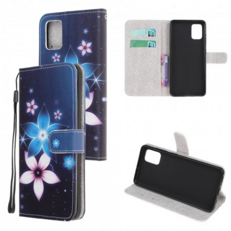 Capa Folio Para Xiaomi Redmi Note 10 / 10S De Cordão Flores De Cinta Lunar