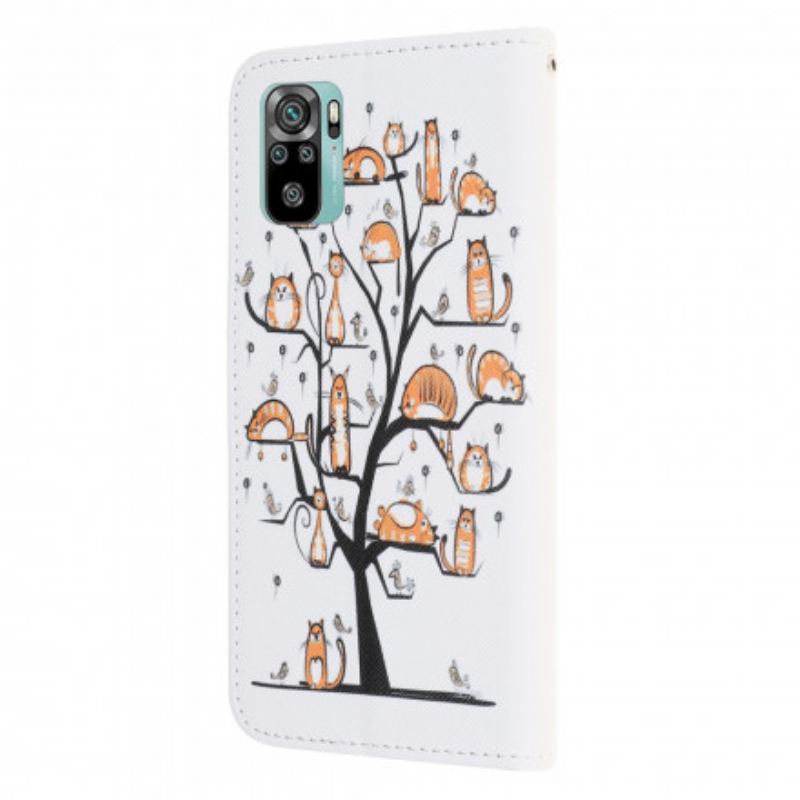 Capa Folio Para Xiaomi Redmi Note 10 / 10S De Cordão Gatos Divertidos Com Alça