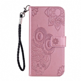 Capa Folio Para Xiaomi Redmi Note 10 / 10S Coruja Mandala E Cordão