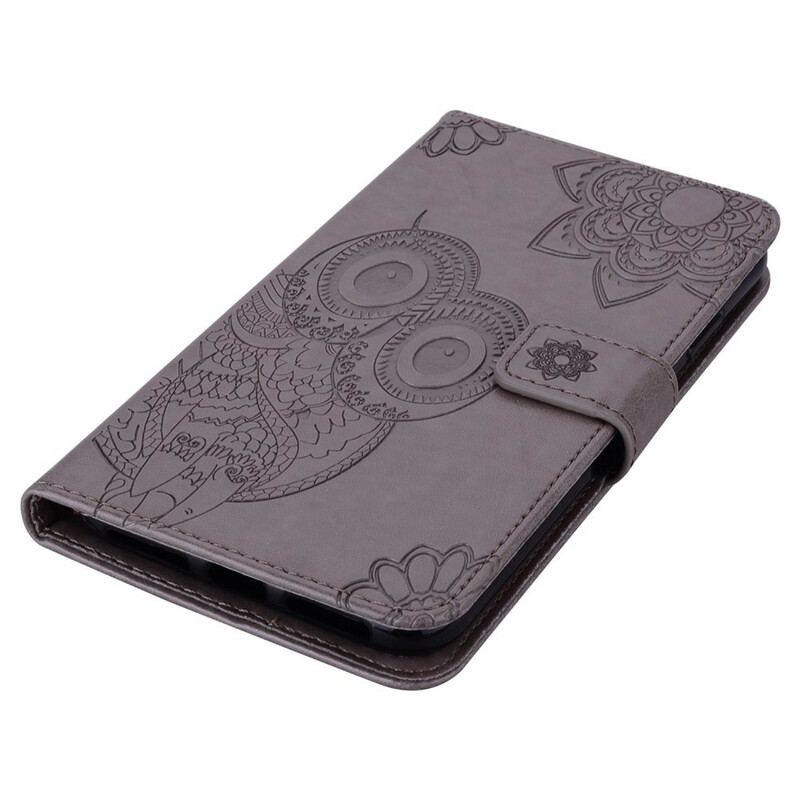 Capa Folio Para Xiaomi Redmi Note 10 / 10S Coruja Mandala E Cordão