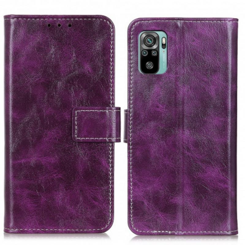 Capa Folio Para Xiaomi Redmi Note 10 / 10S Costuras Brilhantes E Expostas