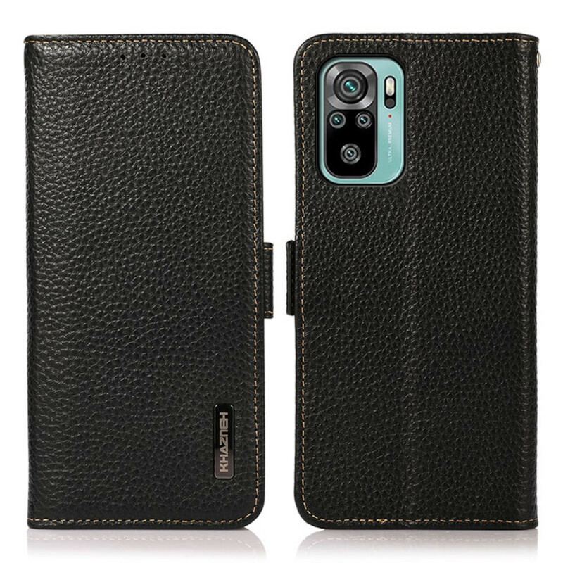 Capa Folio Para Xiaomi Redmi Note 10 / 10S Couro De Lichia Khazneh Rfid