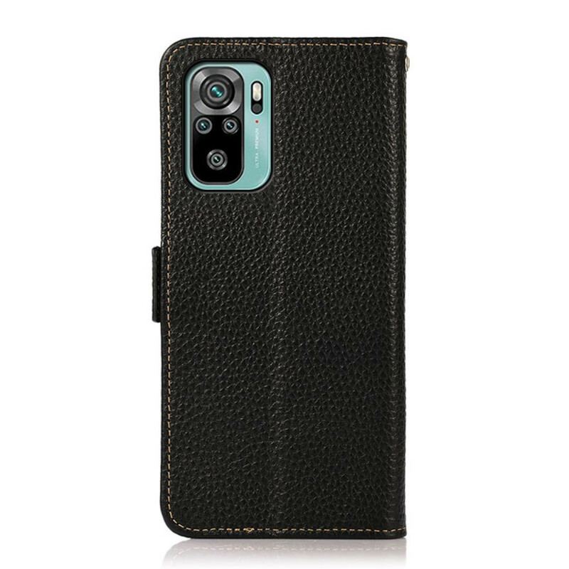 Capa Folio Para Xiaomi Redmi Note 10 / 10S Couro De Lichia Khazneh Rfid