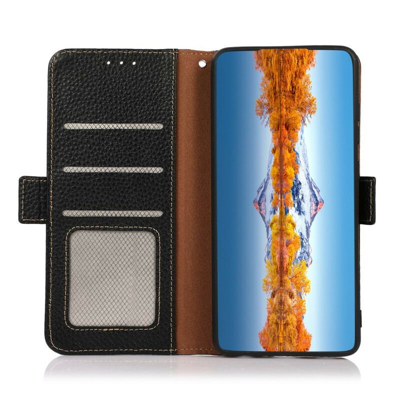 Capa Folio Para Xiaomi Redmi Note 10 / 10S Couro De Lichia Khazneh Rfid