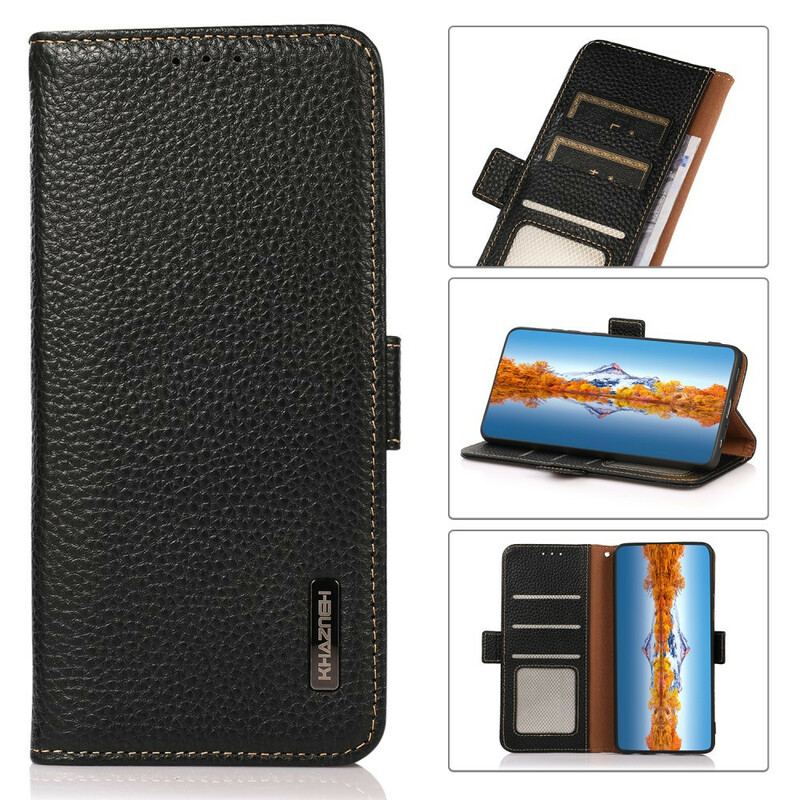 Capa Folio Para Xiaomi Redmi Note 10 / 10S Couro De Lichia Khazneh Rfid