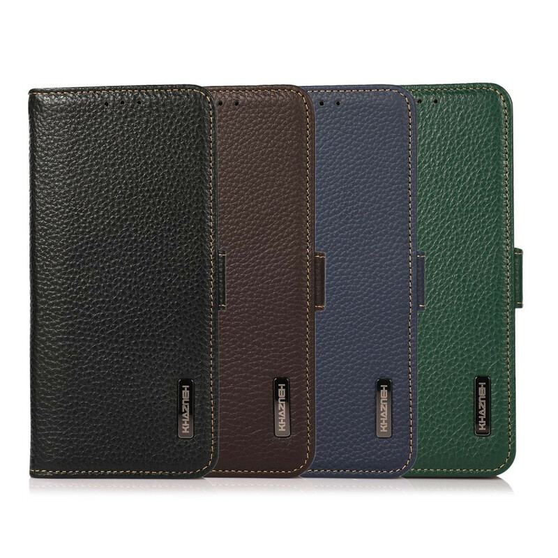 Capa Folio Para Xiaomi Redmi Note 10 / 10S Couro De Lichia Khazneh Rfid