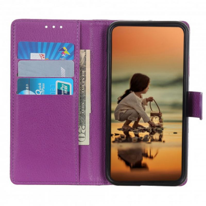 Capa Folio Para Xiaomi Redmi Note 10 / 10S Efeito Couro Lichia Premium