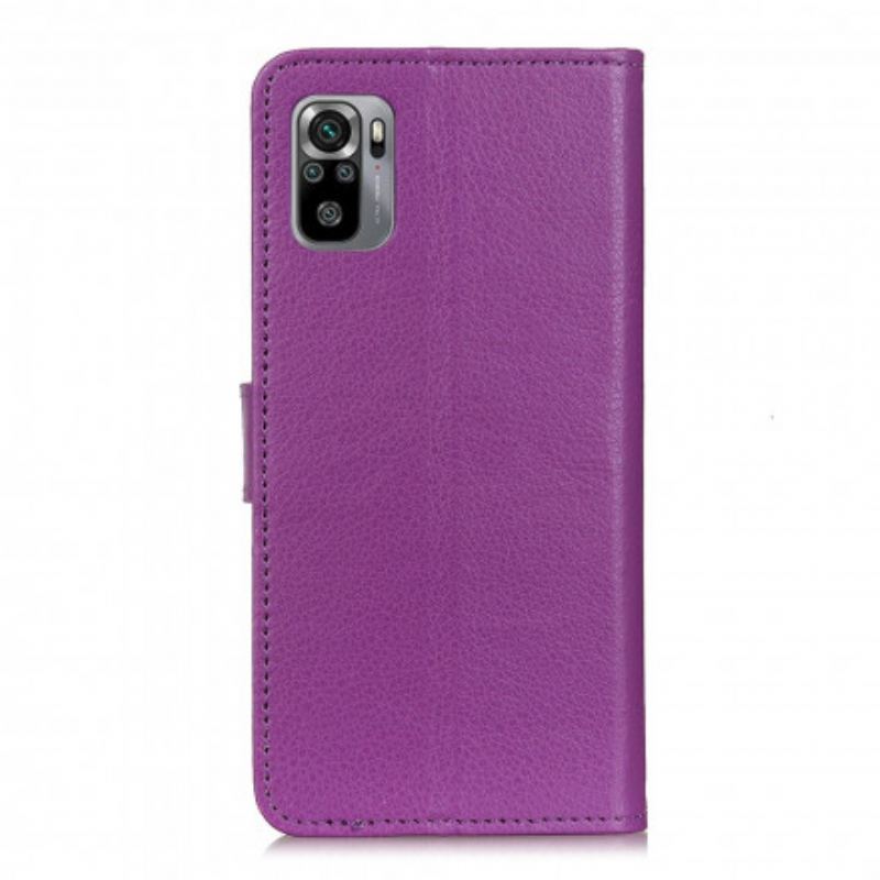 Capa Folio Para Xiaomi Redmi Note 10 / 10S Efeito Couro Lichia Premium