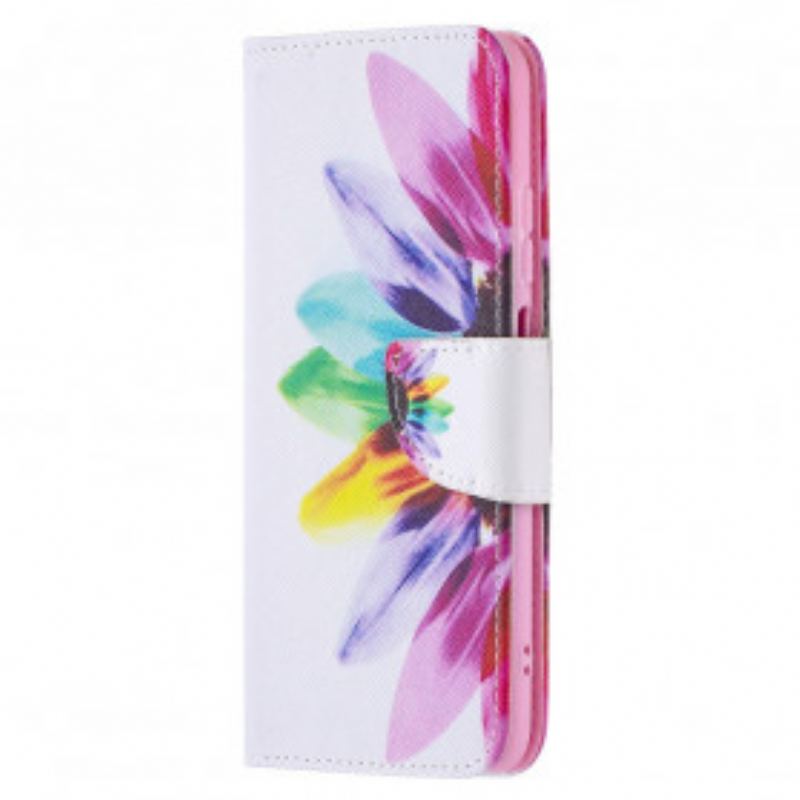 Capa Folio Para Xiaomi Redmi Note 10 / 10S Flor Aquarela