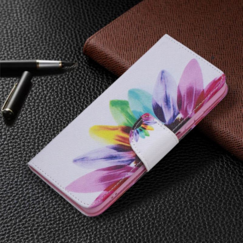 Capa Folio Para Xiaomi Redmi Note 10 / 10S Flor Aquarela