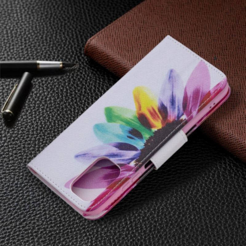 Capa Folio Para Xiaomi Redmi Note 10 / 10S Flor Aquarela